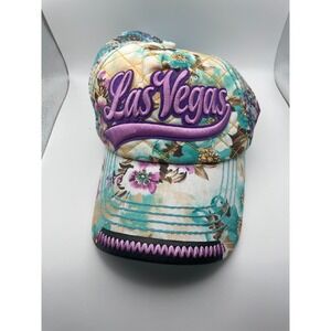 Robin Ruth Las Vegas Floral Quilted Mesh Back Trucker Hat Teal Purple Womens